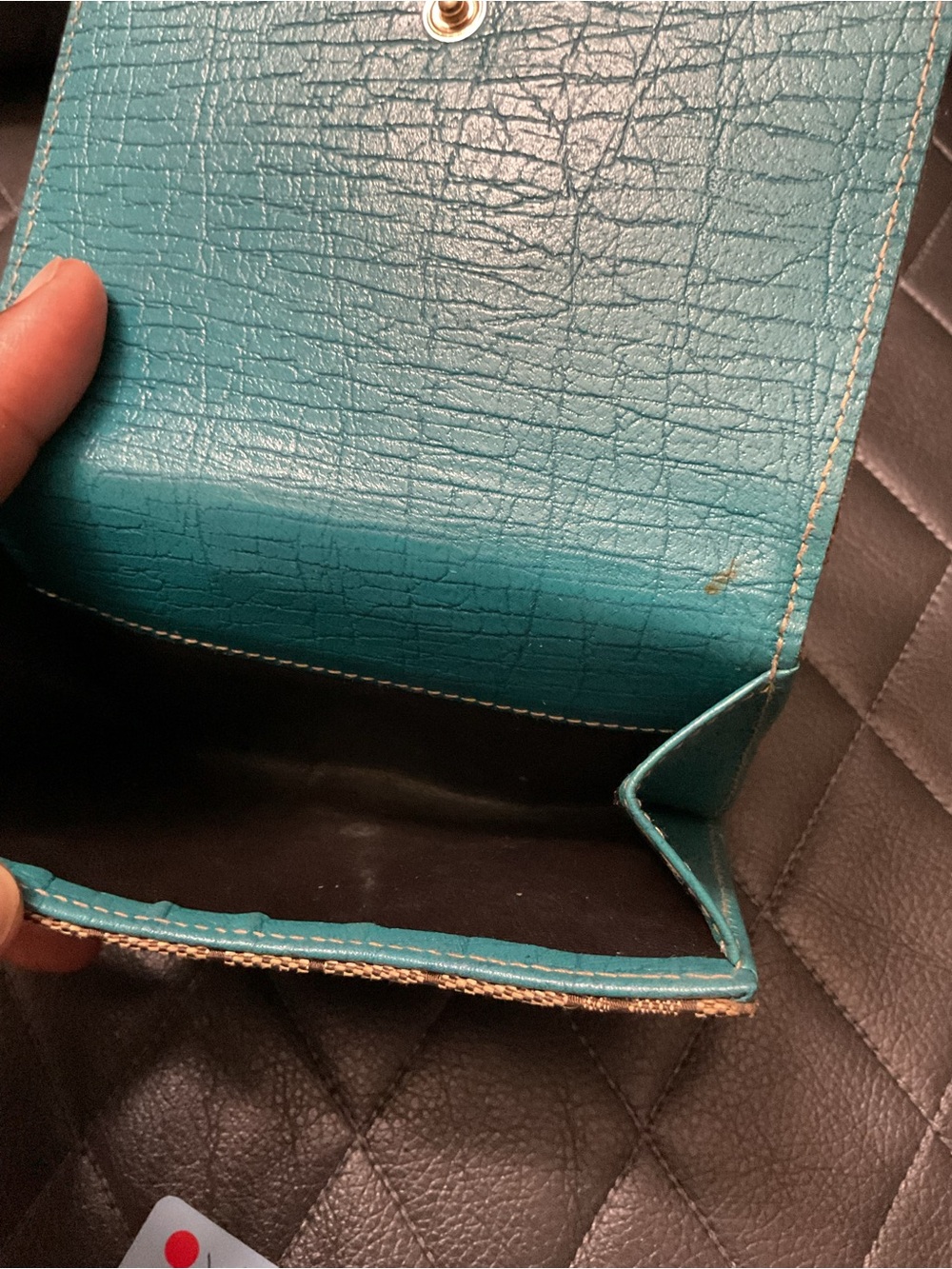 Gucci Horsebit GG CANVAS wallet beige teal gold - Picture 5 of 8